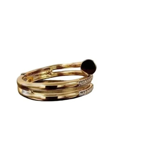 Vintage Gold Plated Cubic Zirconia Womens Cuff Bracelet - Picture 2 of 4